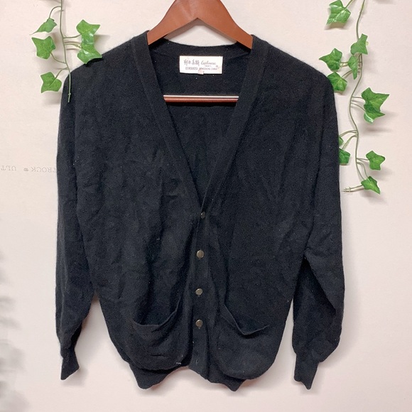 Black Cashmere Cardigan Sweater - Picture 1 of 3
